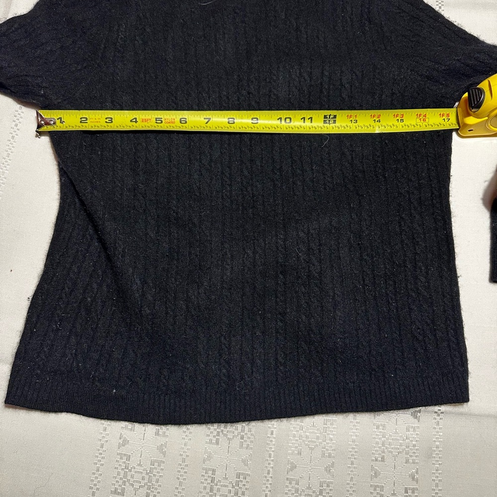 Valerie Stevens black cable knit cashmere sweater size PL Petite Large - Picture 3 of 4